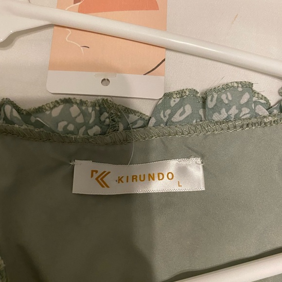 KIRUNDO Womens summer casual ruffle short sleeve deep v neck Dress - Picture 5 of 6